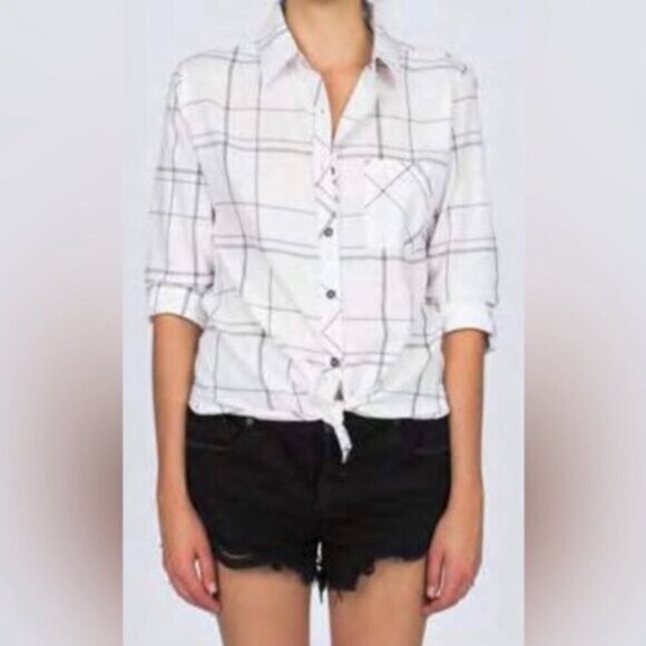 Anthropologie Ash and Ember Button Down Shirt Plaid Western Country Size XS - Picture 5 of 16